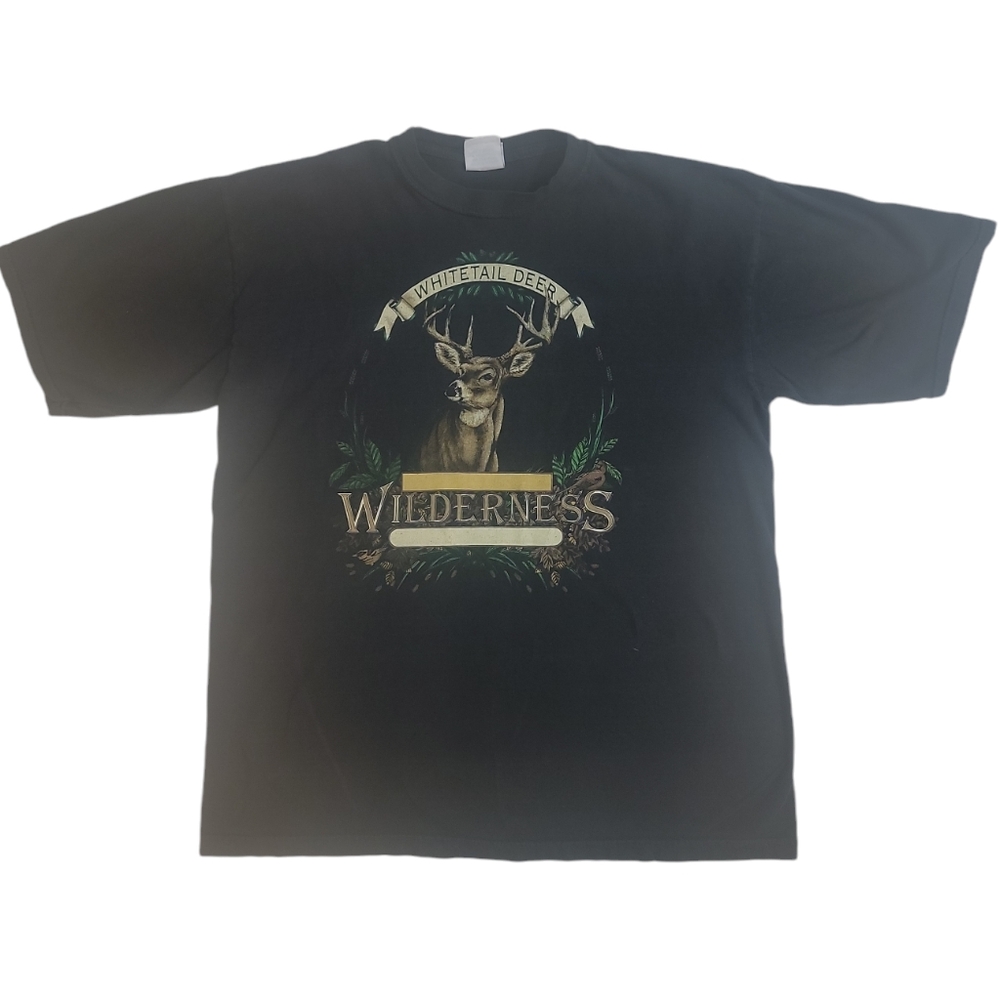 Vintage Graphic 90s Whitetail Deer Wilderness Hunter‎ Mens Tee Size Large